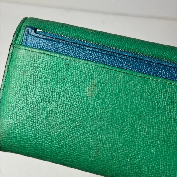 Coach Embossed Textured Leather Slim Envelope Wallet Pouch Green - Picture 3 of 12